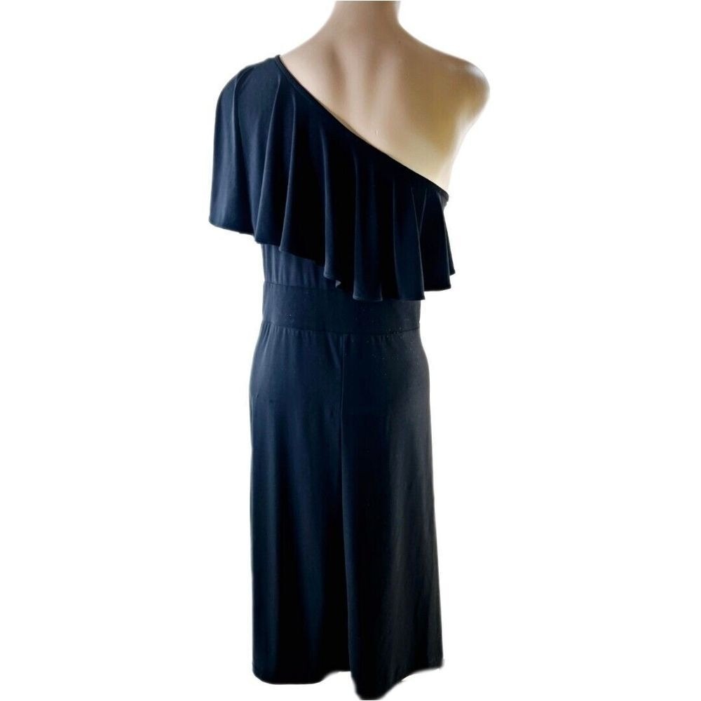 Lane Bryant Dress Size 18 Black One Shoulder Ruffle Whimsigoth Dark Fairy Vamp - Picture 4 of 11